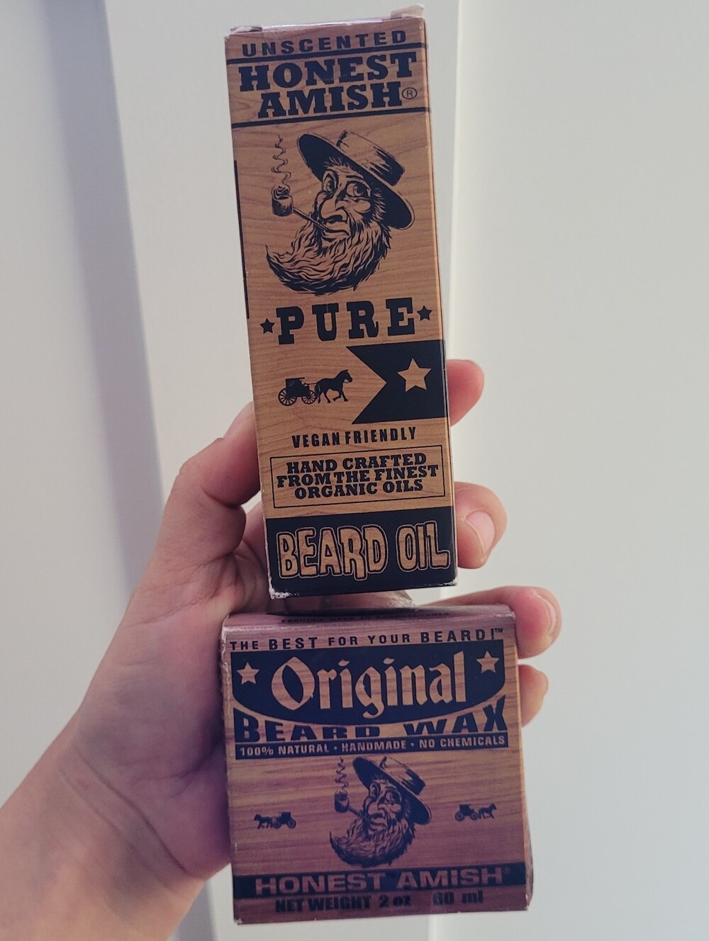 Honest Amish Beard Oil & Beard Wax Set, Unscented